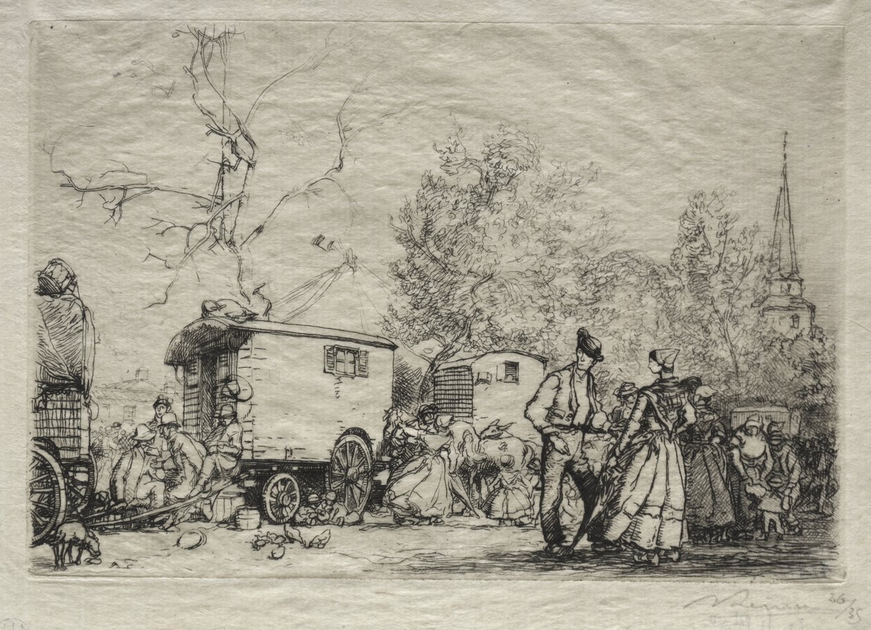 A St. Jean de Mont vásáron alkotó: Auguste Louis Lepère