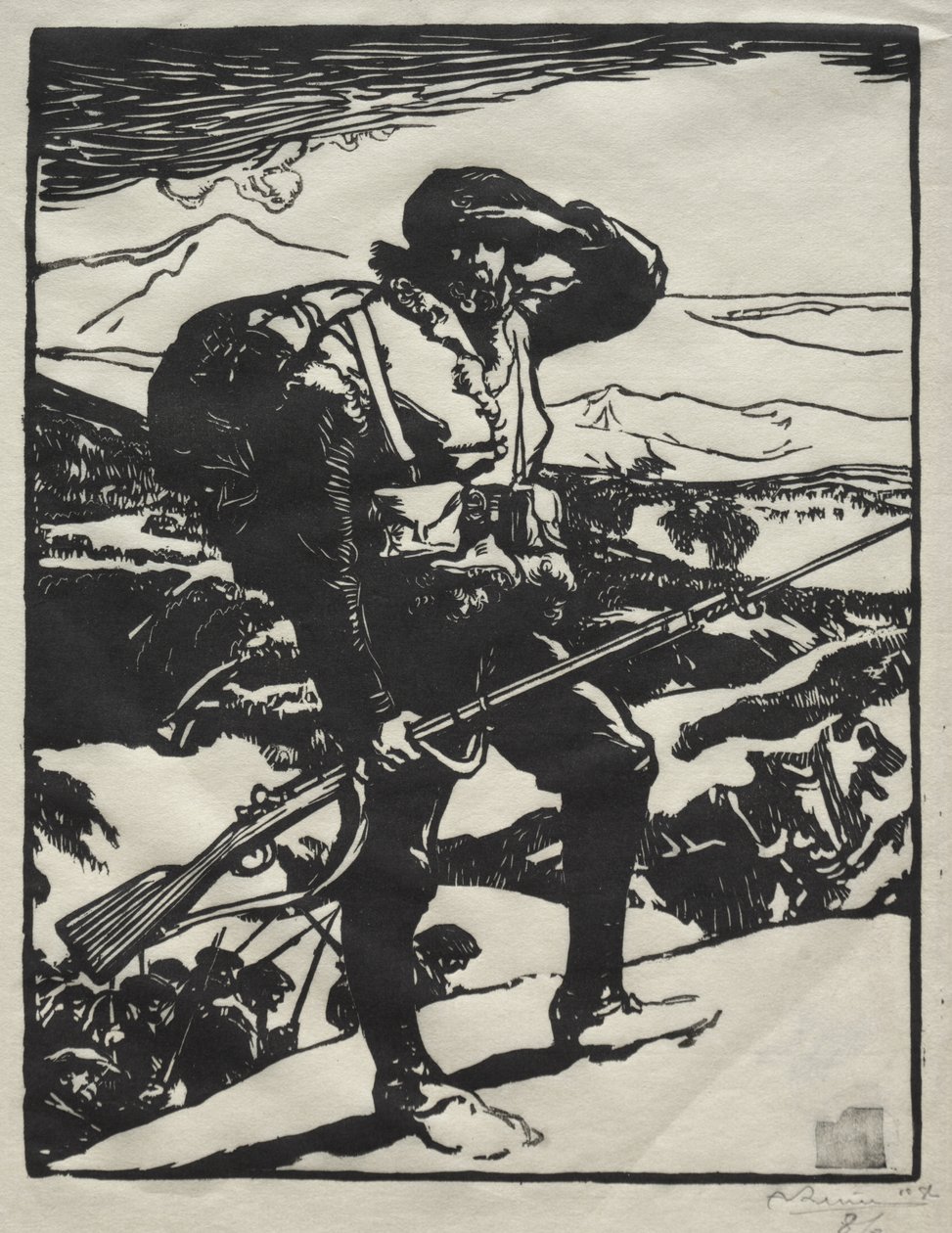 Alpesi vadász a Rajna-síkságon alkotó: Auguste Louis Lepère
