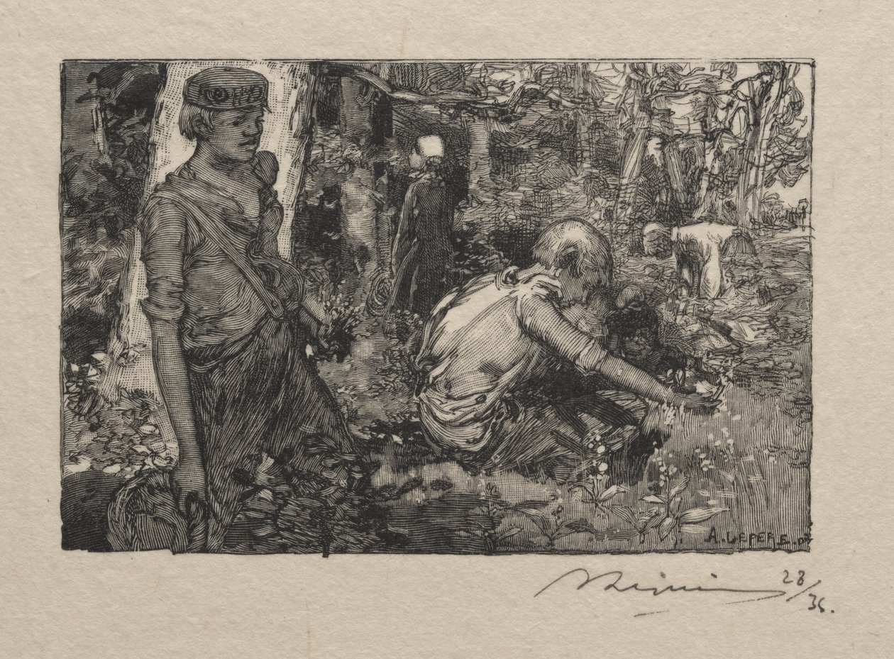 Gyöngyvirág szedése alkotó: Auguste Louis Lepère