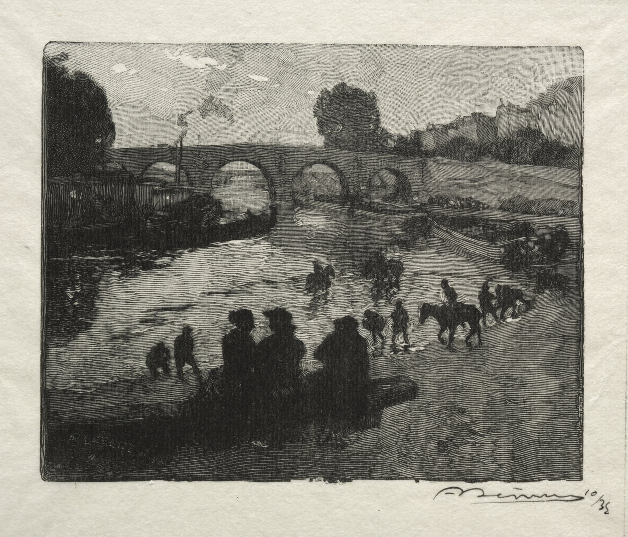 Pont Marie vízfürdője alkotó: Auguste Louis Lepère