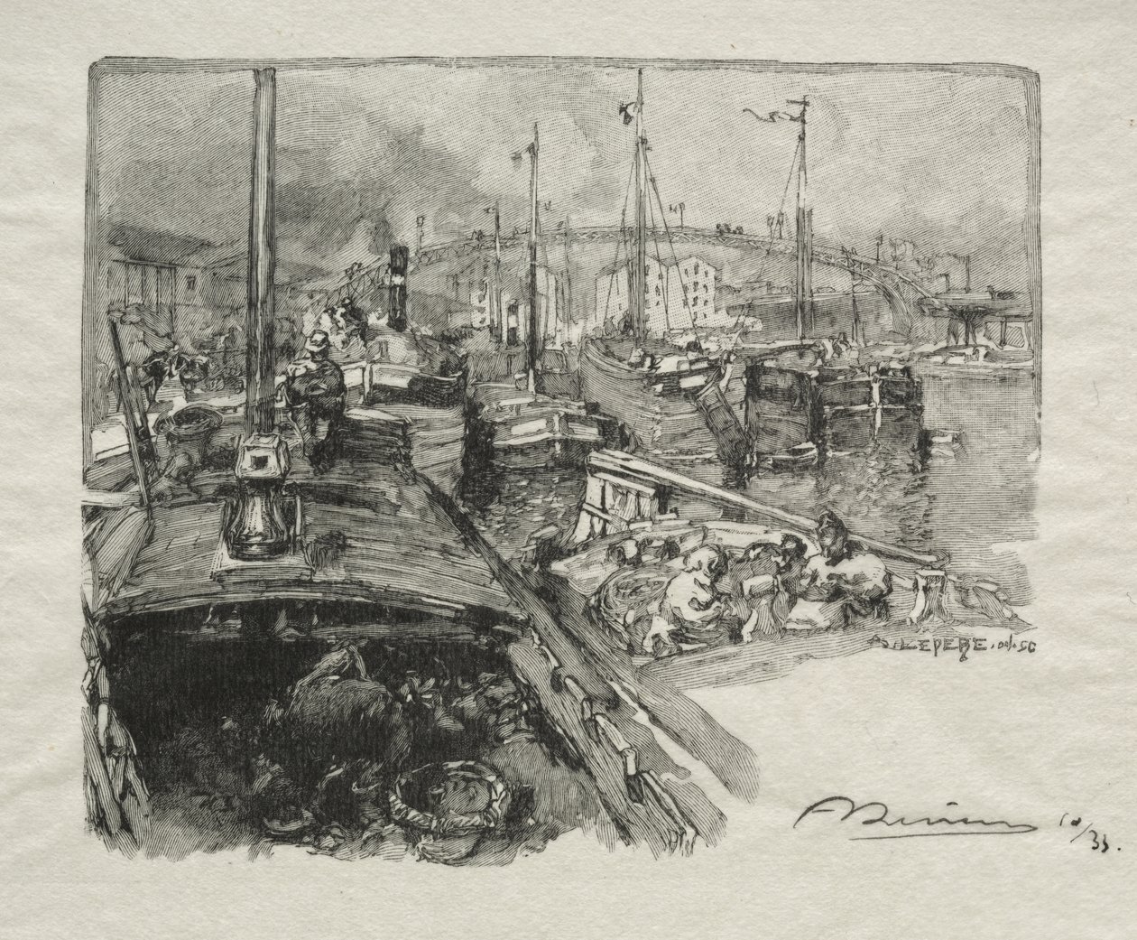A Bassin de la Villette alkotó: Auguste Louis Lepère