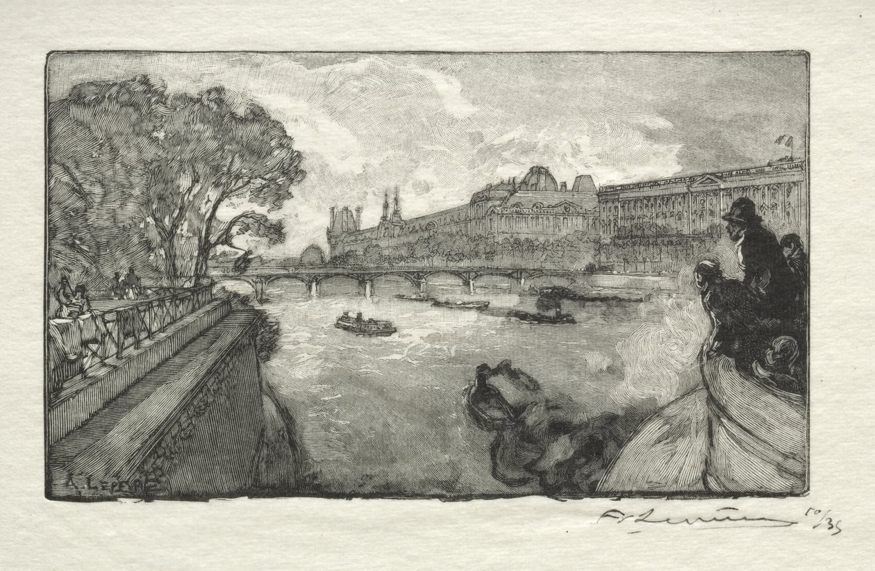 A Louvre a Pont Neufról nézve alkotó: Auguste Louis Lepère