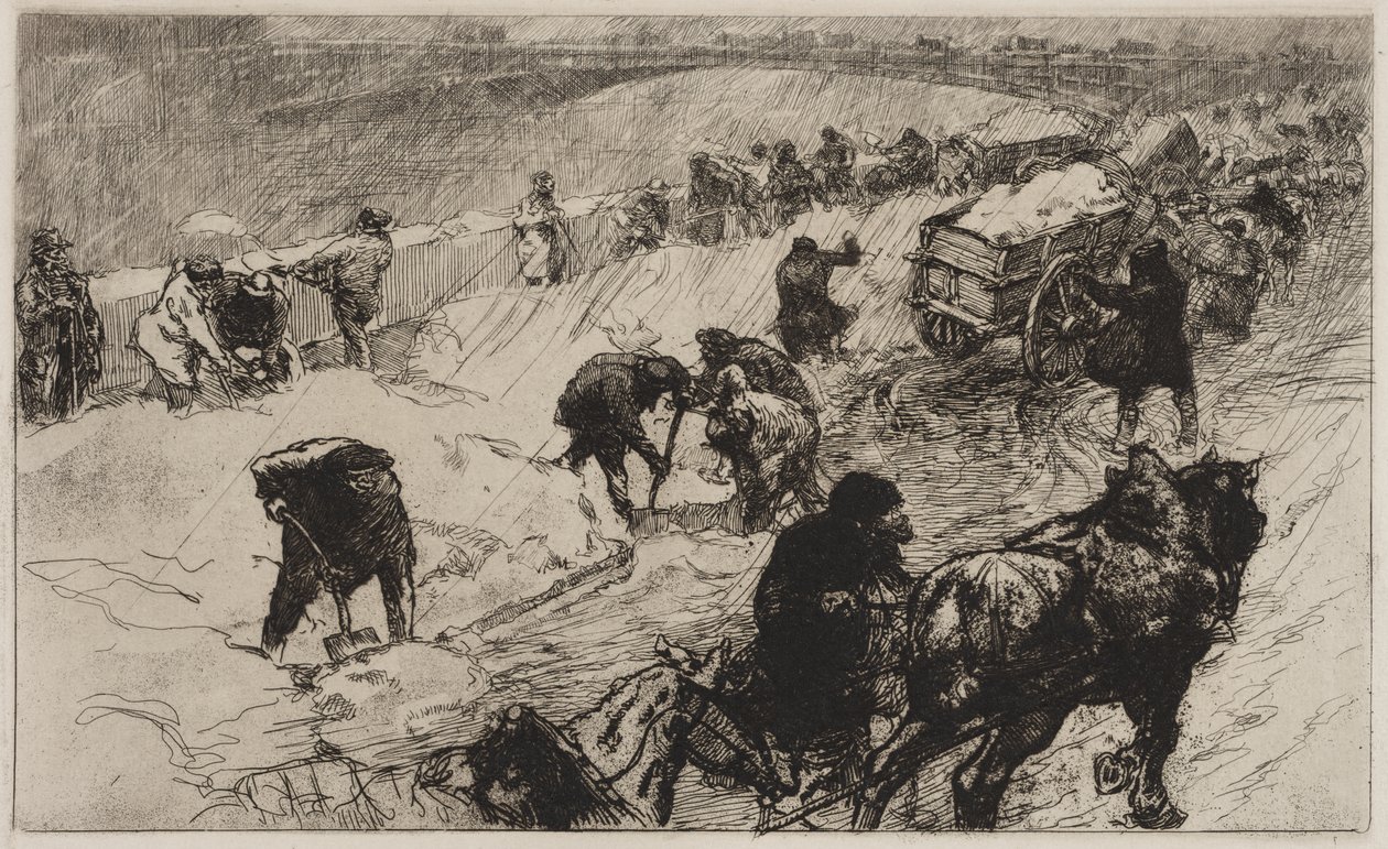 Hógolyóharc: Flower Quay alkotó: Auguste Louis Lepère