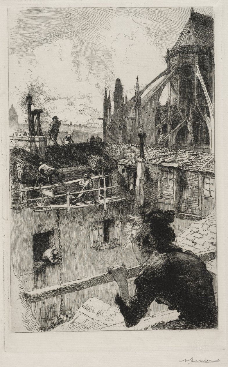 A háztetőkön a Notre Dame közelében alkotó: Auguste Louis Lepère