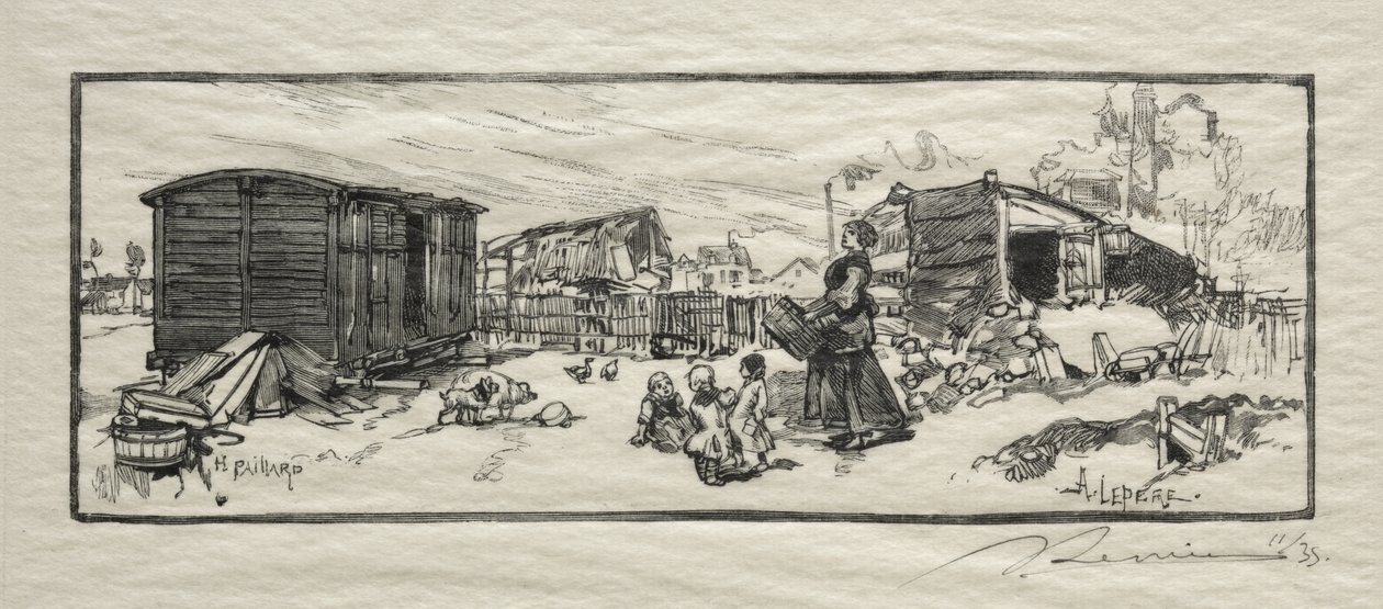A kocsiház (Le wagon-logement) alkotó: Auguste Louis Lepère