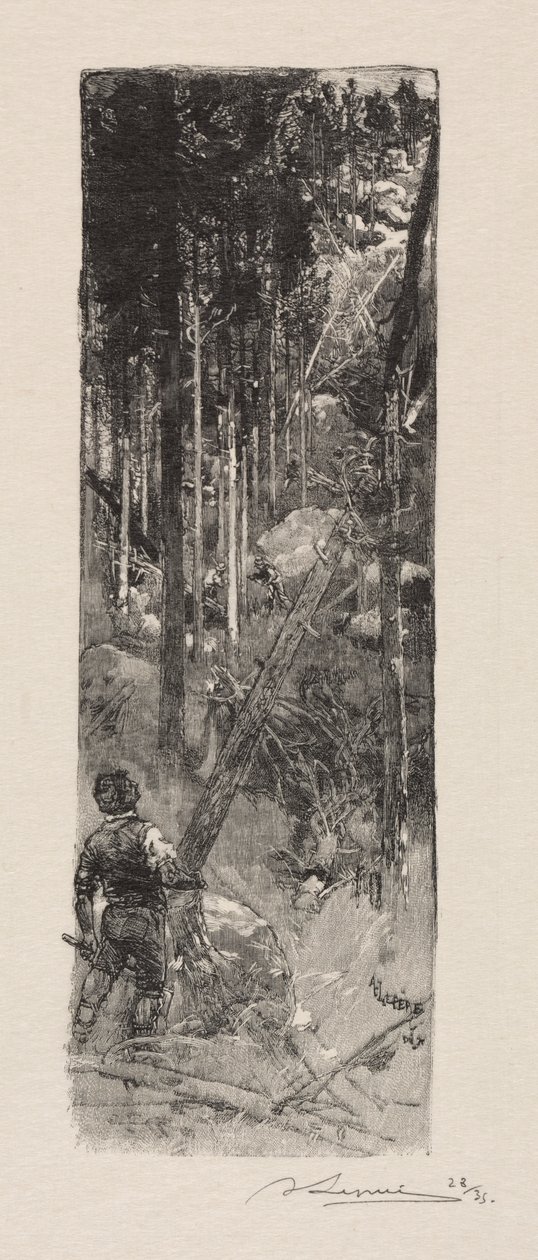 Fenyővágás, 1887. alkotó: Auguste Louis Lepère