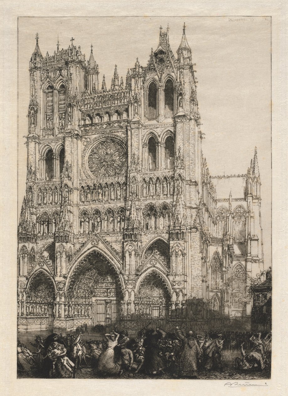Amiens-i katedrális, leltári nap, 1887. alkotó: Auguste Louis Lepère