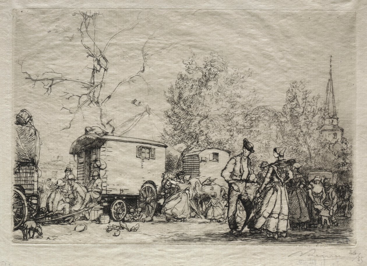 A St. Jean de Mont-i vásáron, 1906. alkotó: Auguste Louis Lepère