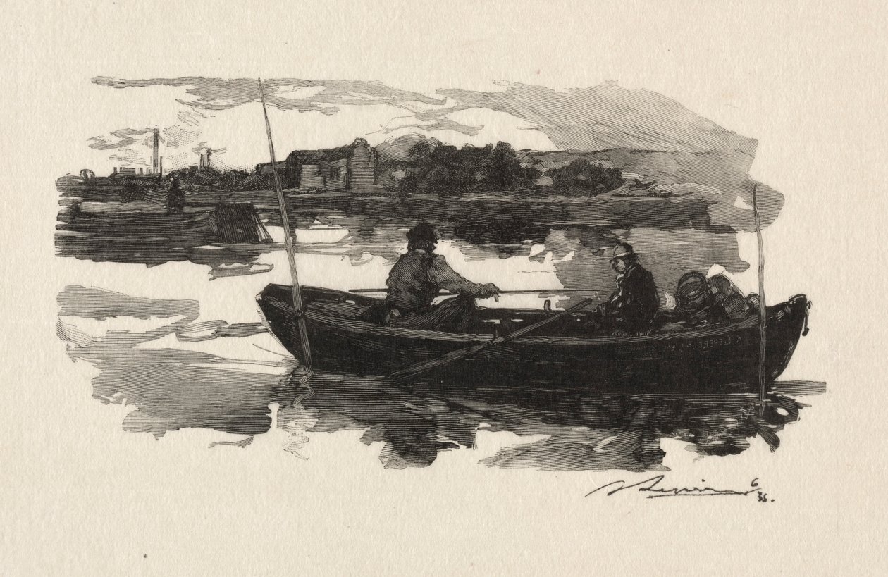 A Szajna szélén. alkotó: Auguste Louis Lepère