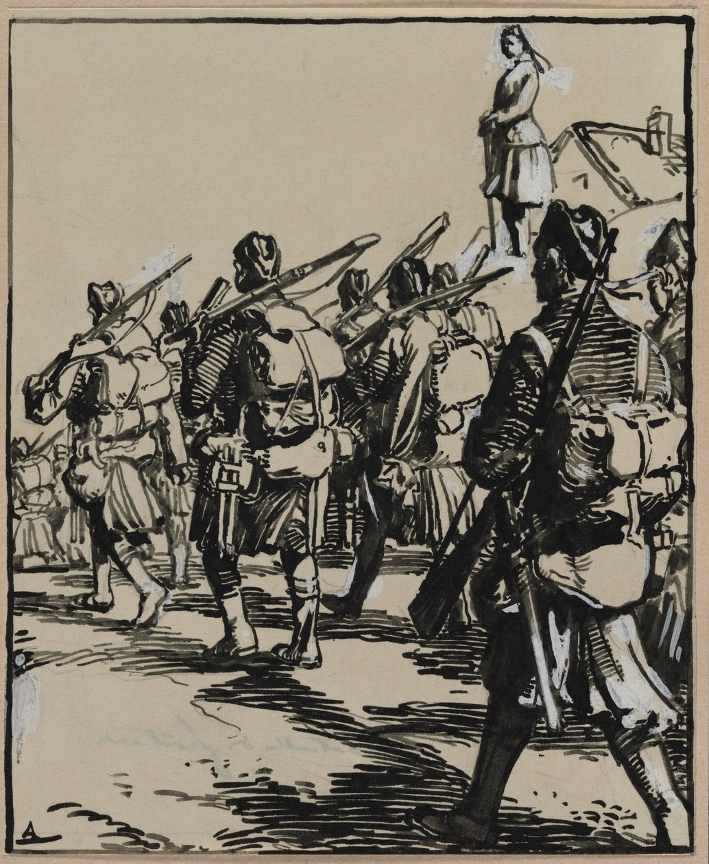 Határok csata: brit katonák csoportja, 1914. alkotó: Auguste Louis Lepère