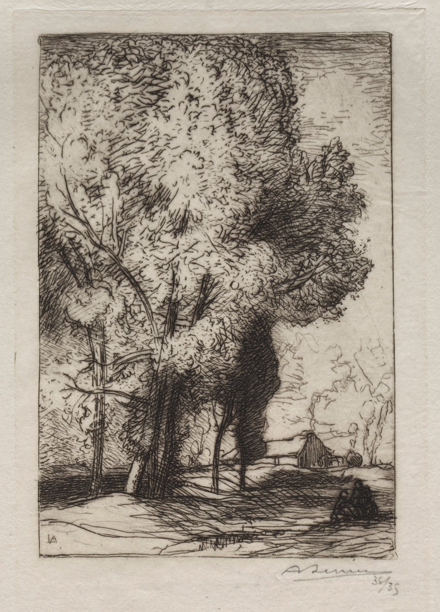 Bourrine a nyárfákban, 1911. alkotó: Auguste Louis Lepère
