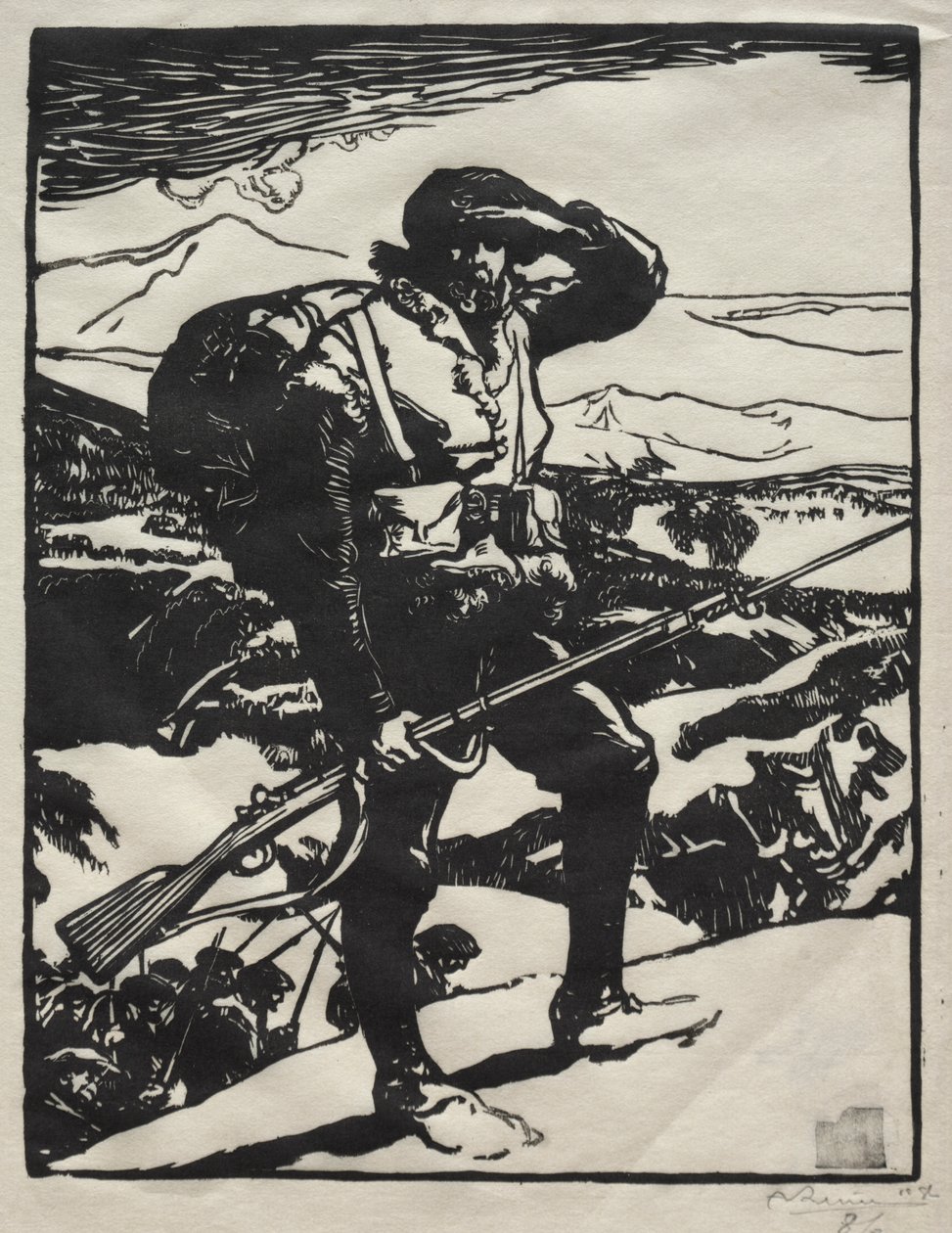 Alpesi vadász a Rajna-síkságon alkotó: Auguste Louis Lepère