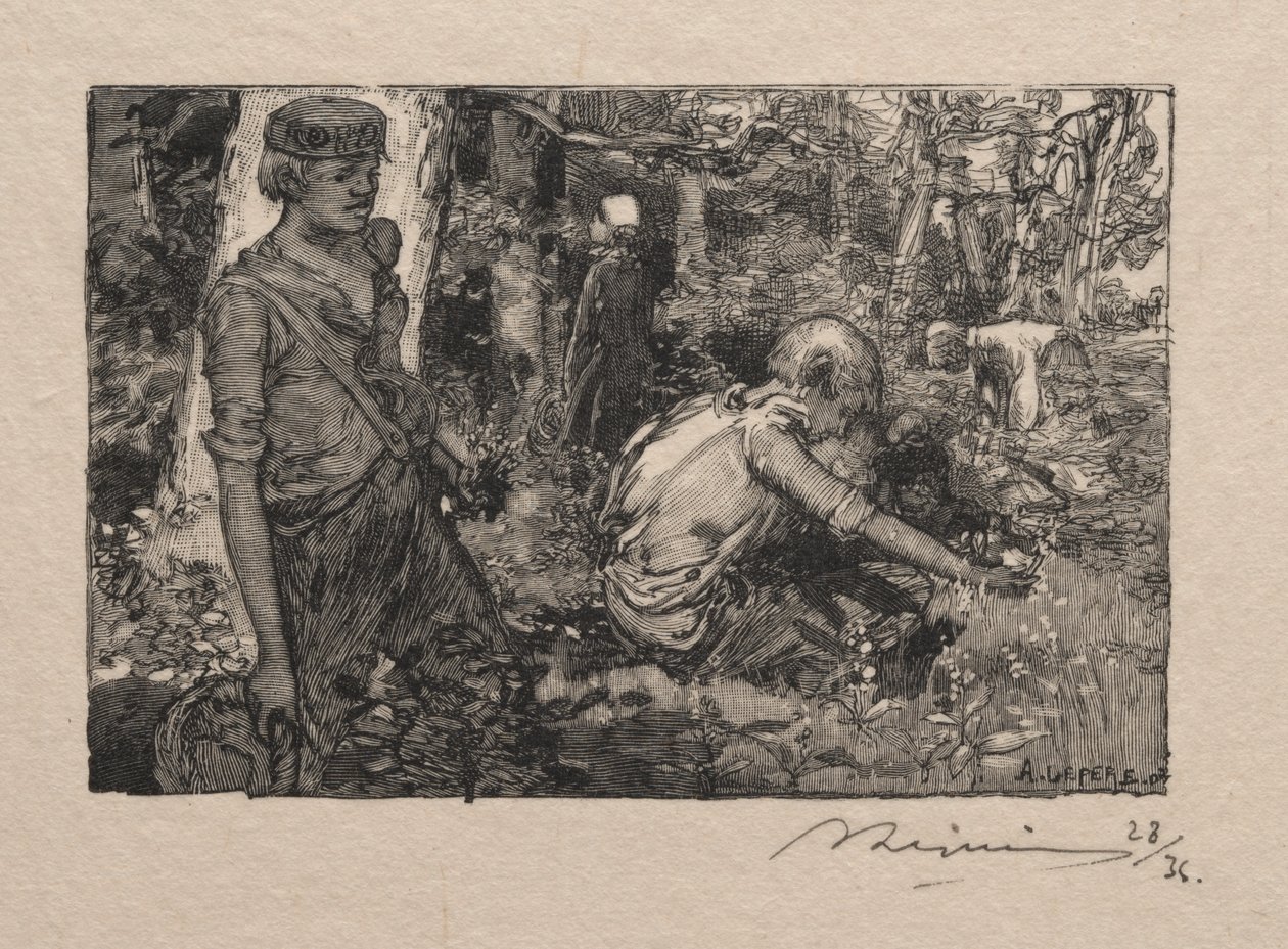 Gyöngyvirág szedése alkotó: Auguste Louis Lepère