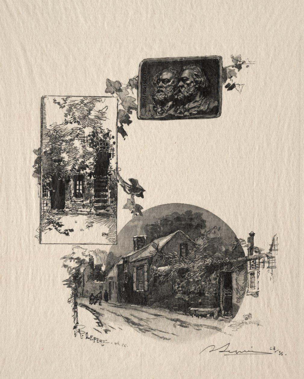 Bejárat a Rousseau-műhelybe és a Maison de Millet-be alkotó: Auguste Louis Lepère