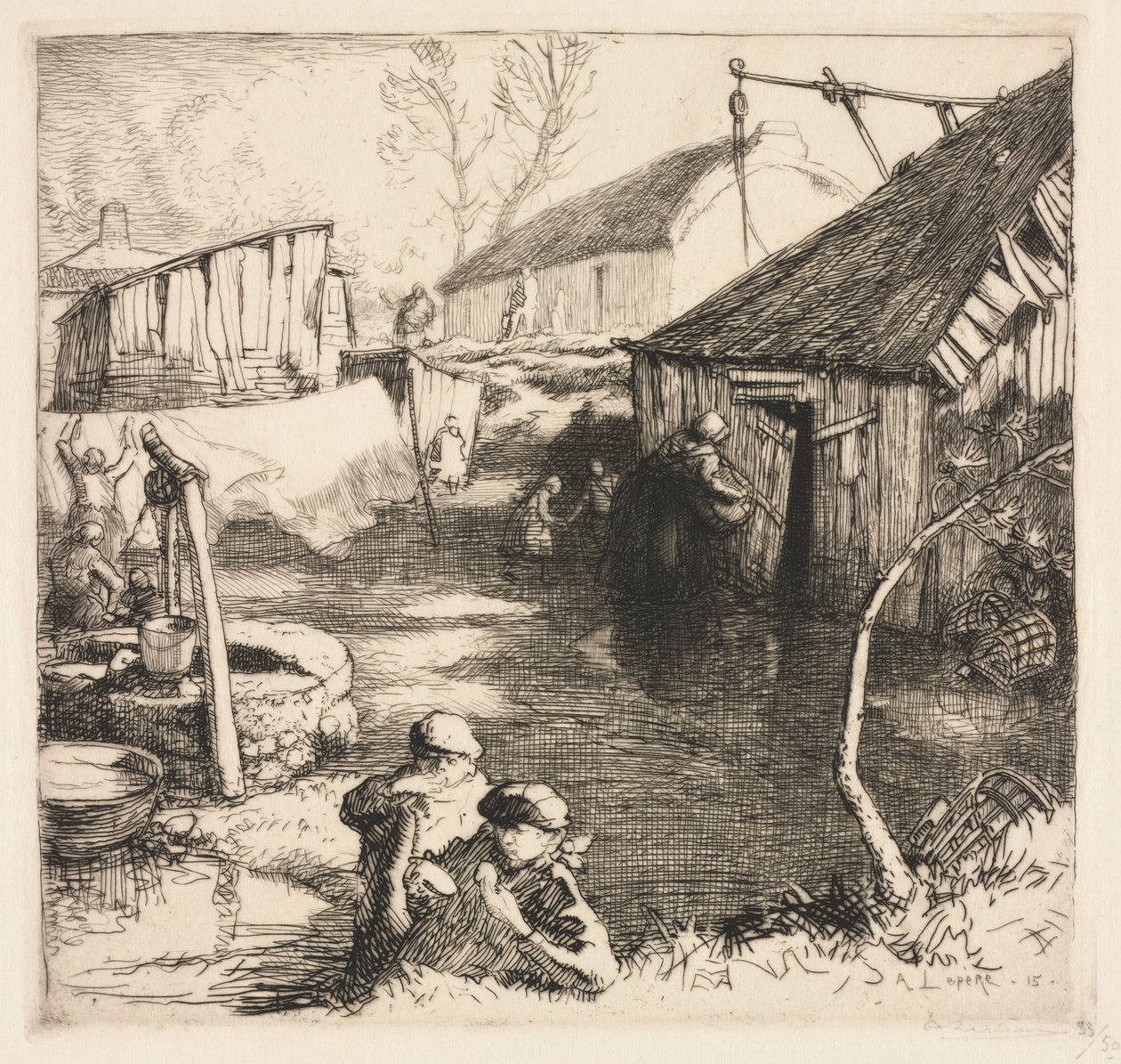 Halásznegyed (Saint-Jean-de-Monts) alkotó: Auguste Louis Lepère
