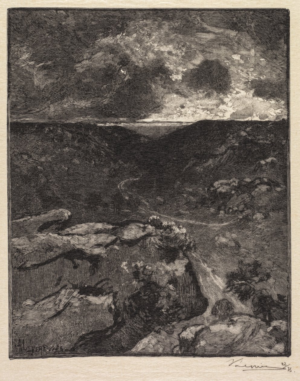 Fontainebleau-erdő: Franchard-völgy La Forêt de Fontainebleau: La Vallée de Franchard, 1890. alkotó: Auguste Louis Lepère