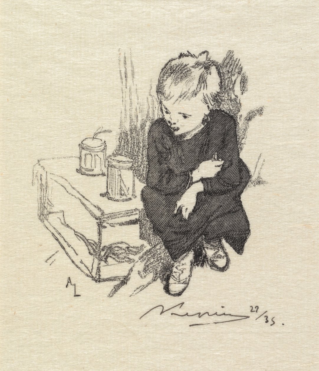Fontainebleau-i erdő: A kölyök farkassal A Fontainebleau-i erdő: A kölyök farkassal, 1890. alkotó: Auguste Louis Lepère
