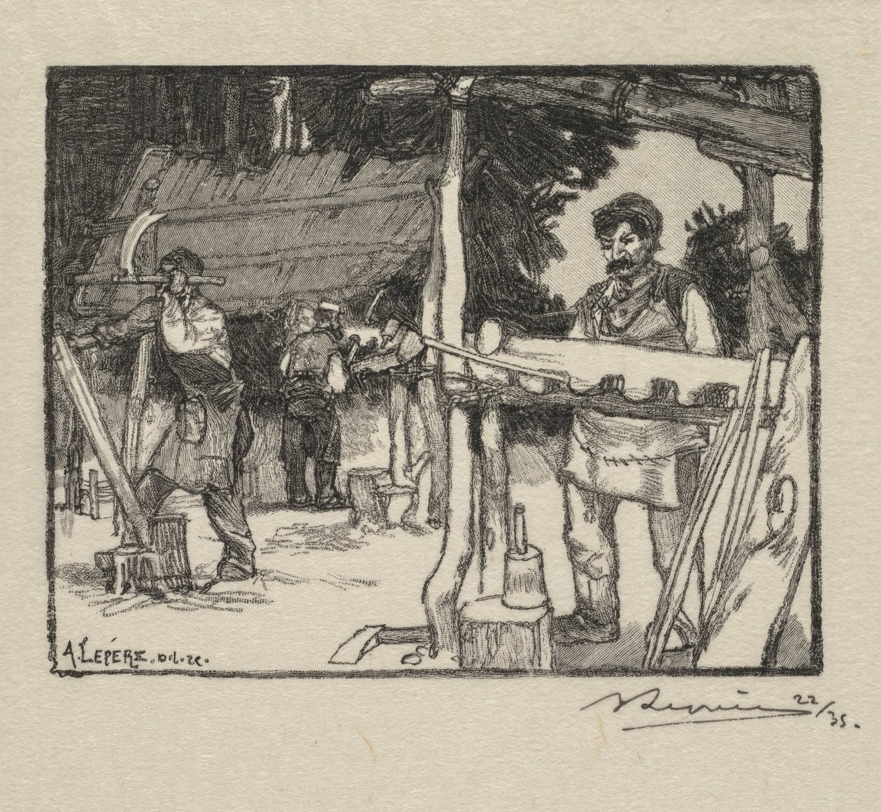Fontainebleau-erdő: Lécek gyártója alkotó: Auguste Louis Lepère
