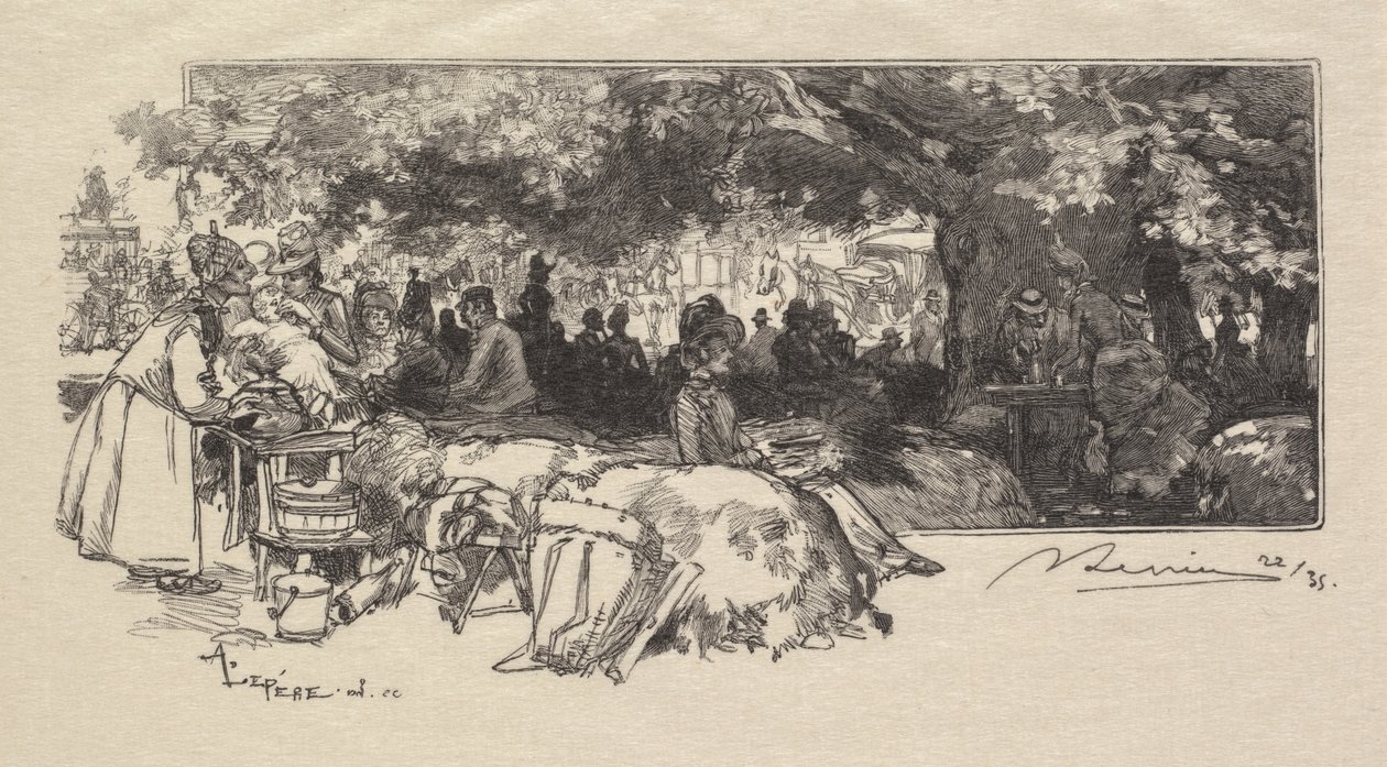 Fontainebleau-erdő: Pichard anya kantinja alkotó: Auguste Louis Lepère