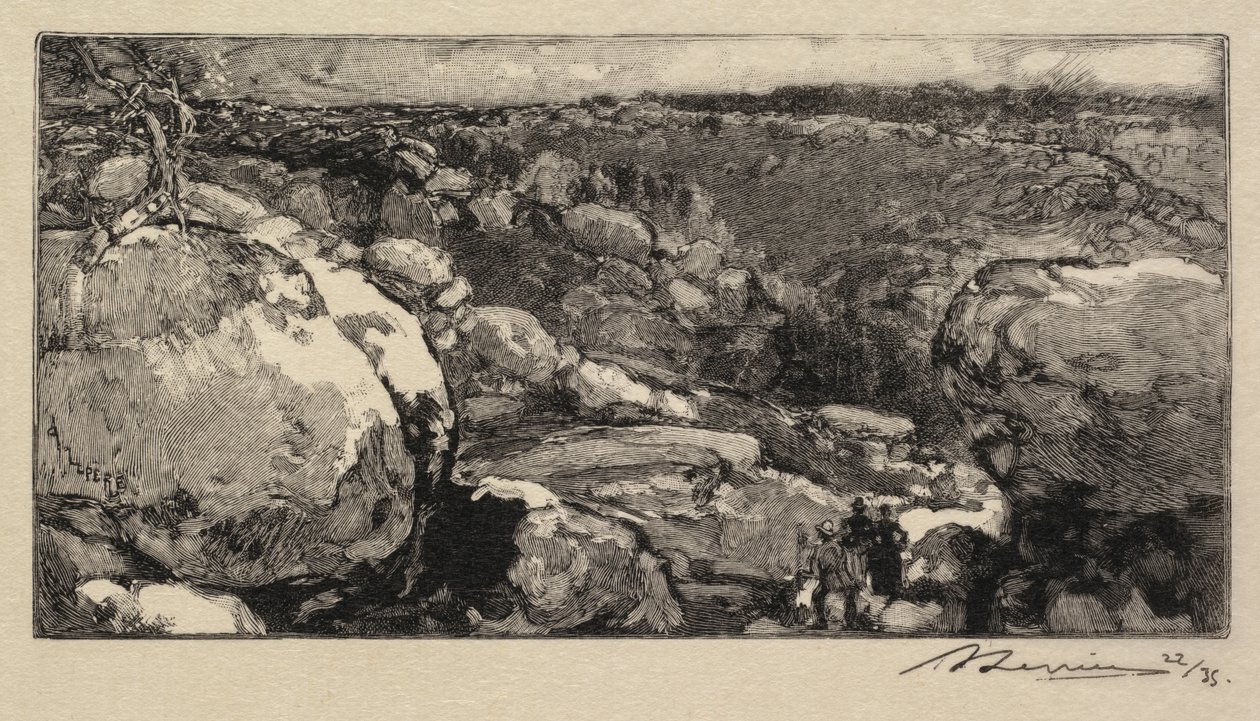 Fontainebleau-erdő: Long-Rocher köre alkotó: Auguste Louis Lepère