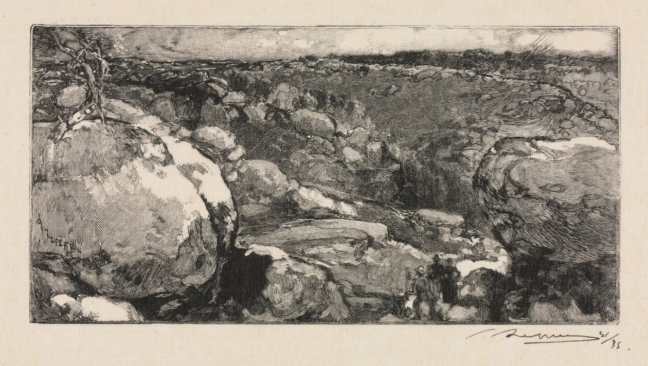 Fontainebleau-erdő: Long-Rocher köre alkotó: Auguste Louis Lepère