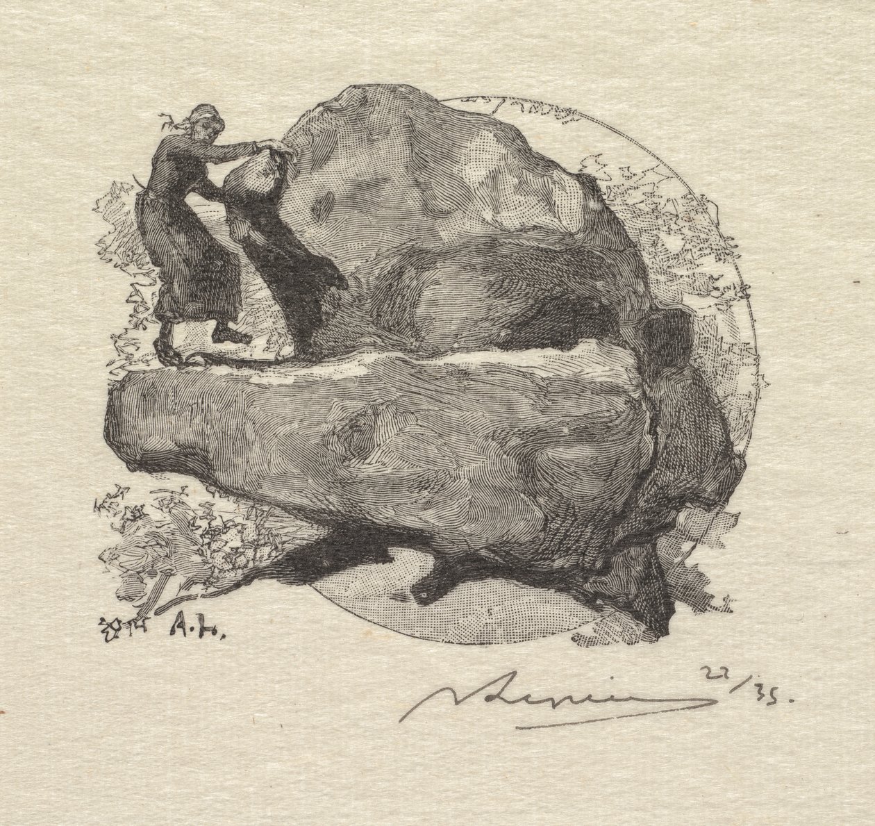 Fontainebleau-i erdő: A remegő szikla alkotó: Auguste Louis Lepère