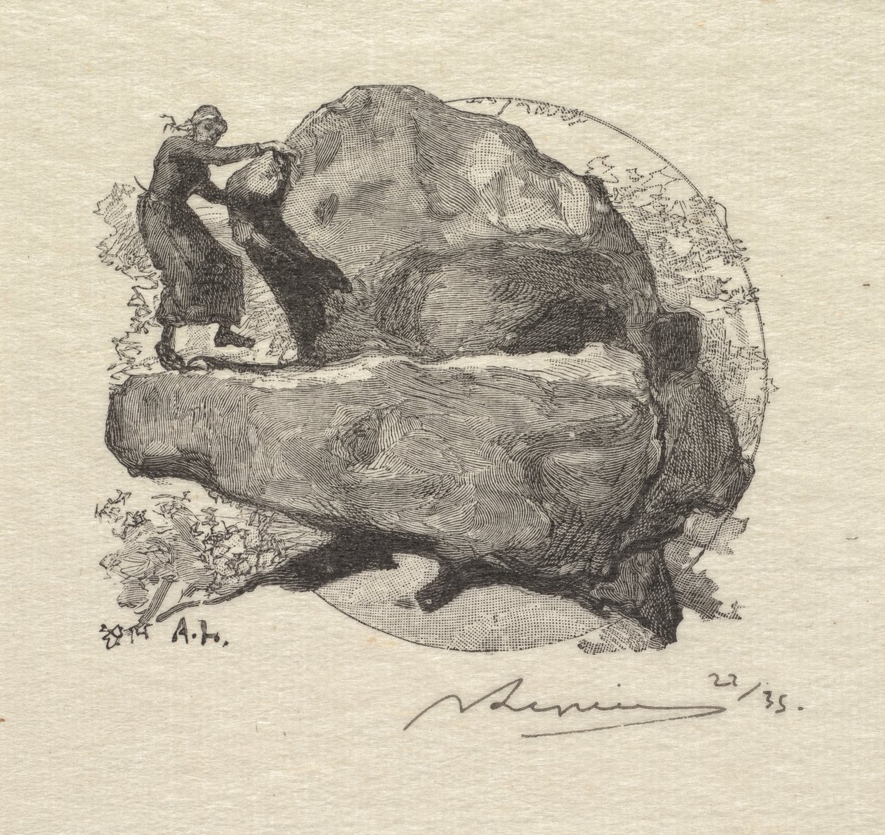 Fontainebleau-i erdő: A remegő szikla Fontainebleau-i erdő: A remegő szikla, 1890. alkotó: Auguste Louis Lepère