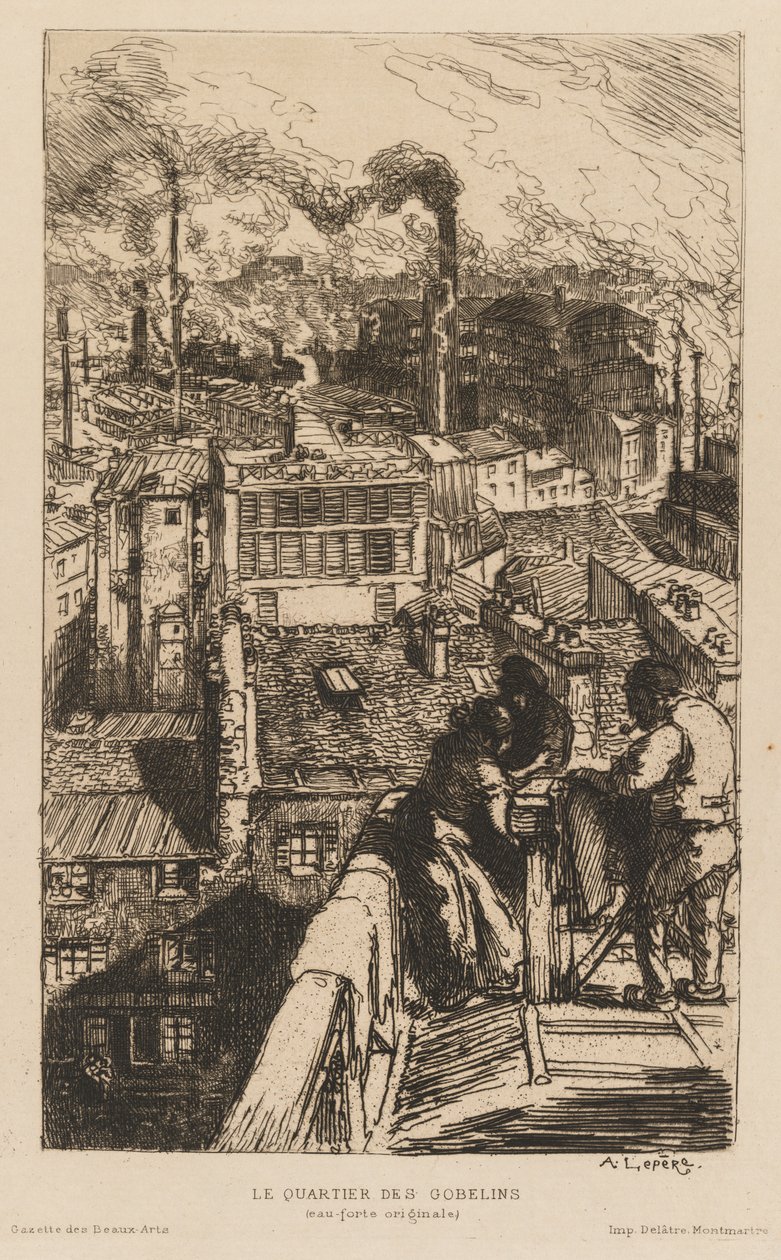 Gazette des Beaux-Arts: The Gobelins Quarter, 1889. alkotó: Auguste Louis Lepère