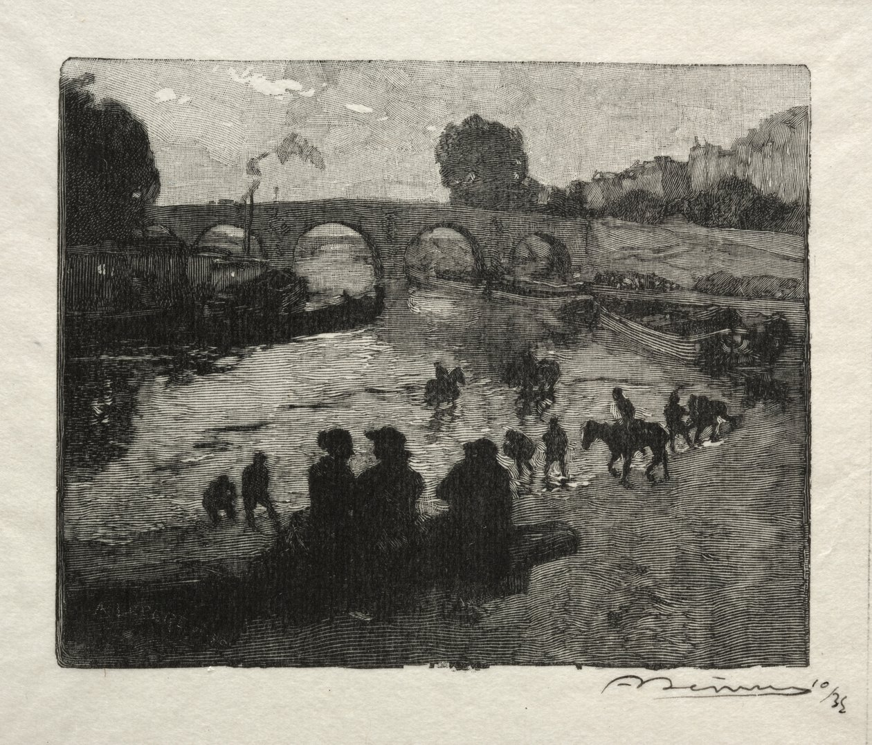 Pont Marie vízfürdője alkotó: Auguste Louis Lepère