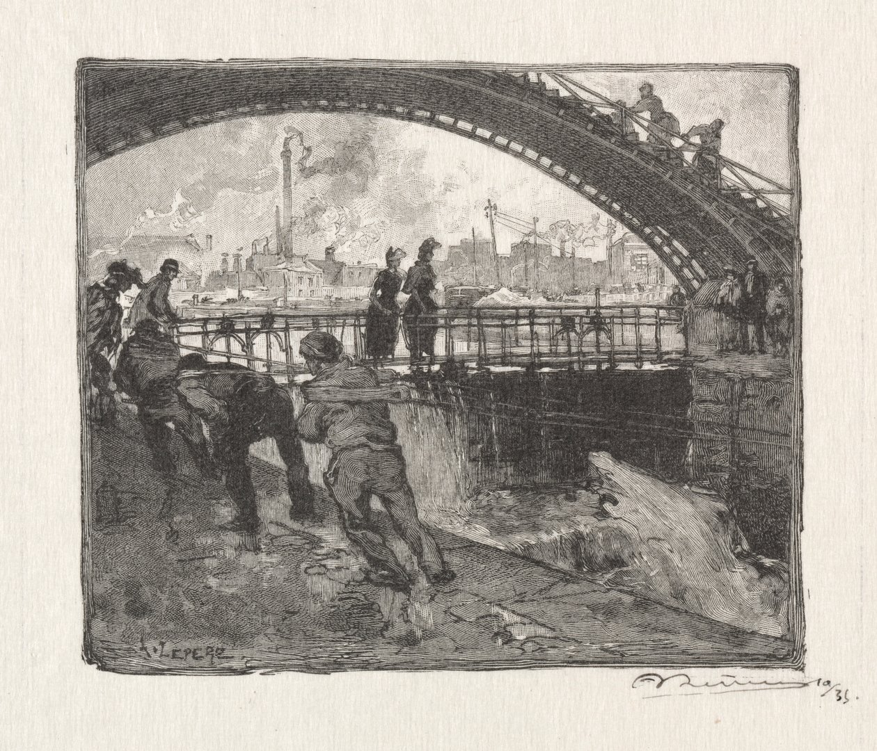 Canal St. Martin zsilip alkotó: Auguste Louis Lepère