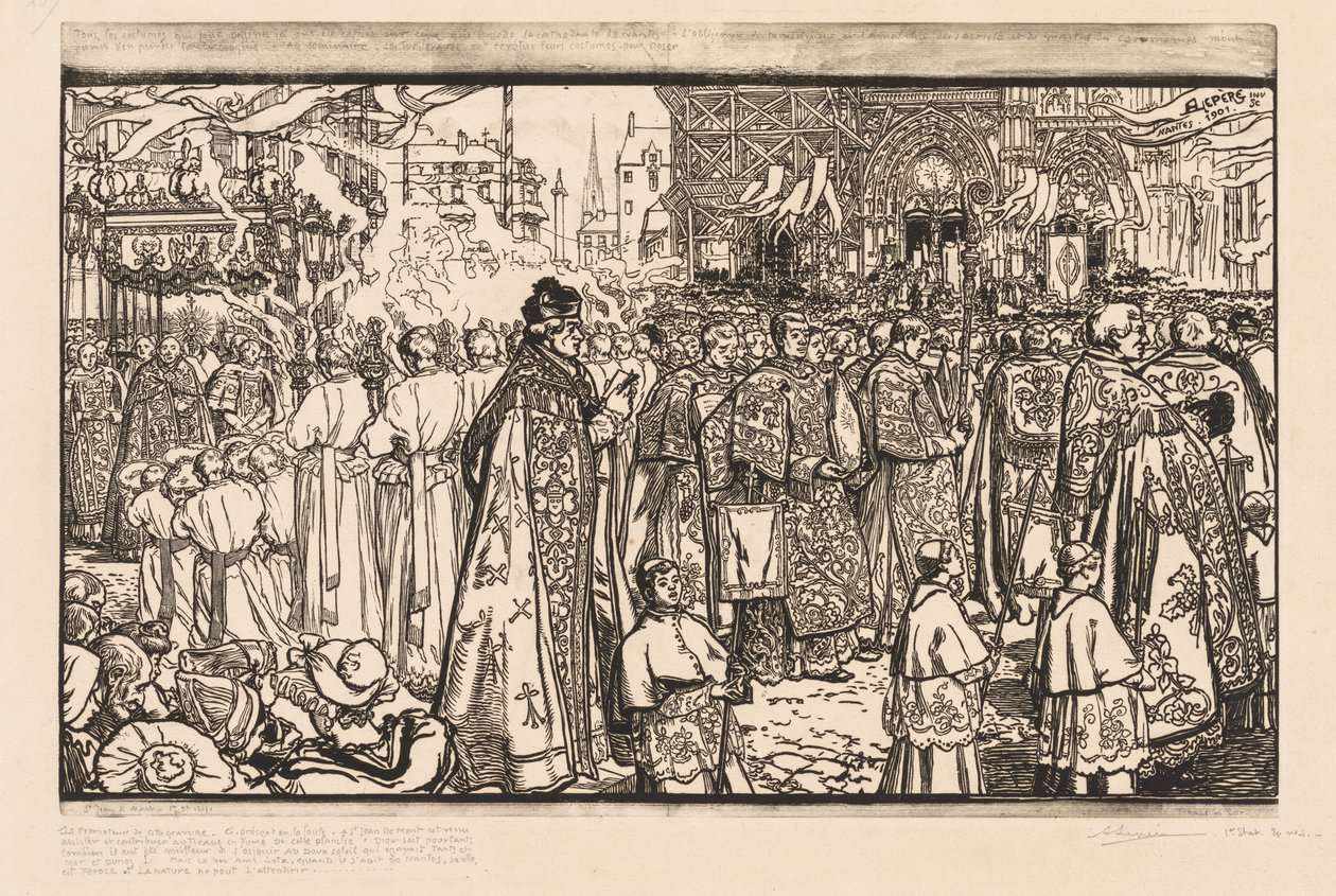 A Corpus Christi körmenet Nantes-ban alkotó: Auguste Louis Lepère