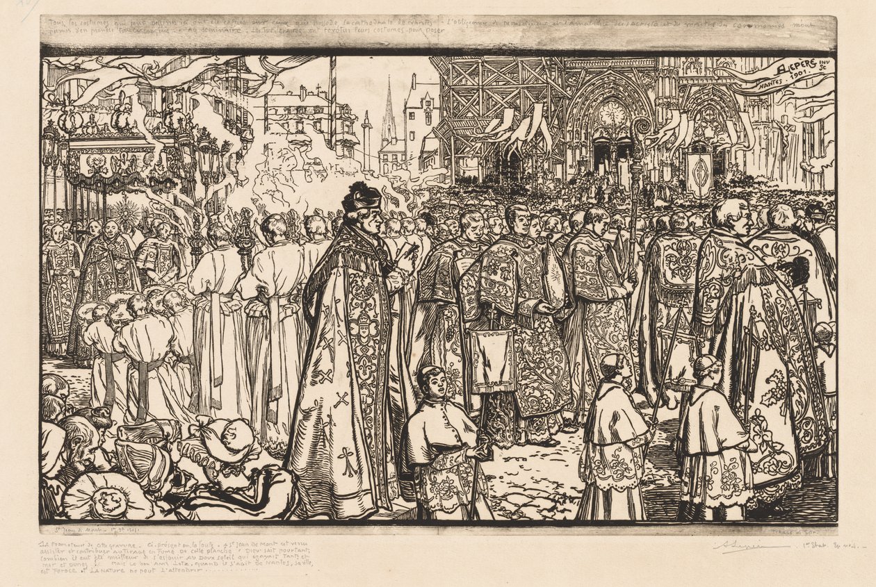 A Corpus Christi körmenet Nantes-ban, 1901. alkotó: Auguste Louis Lepère