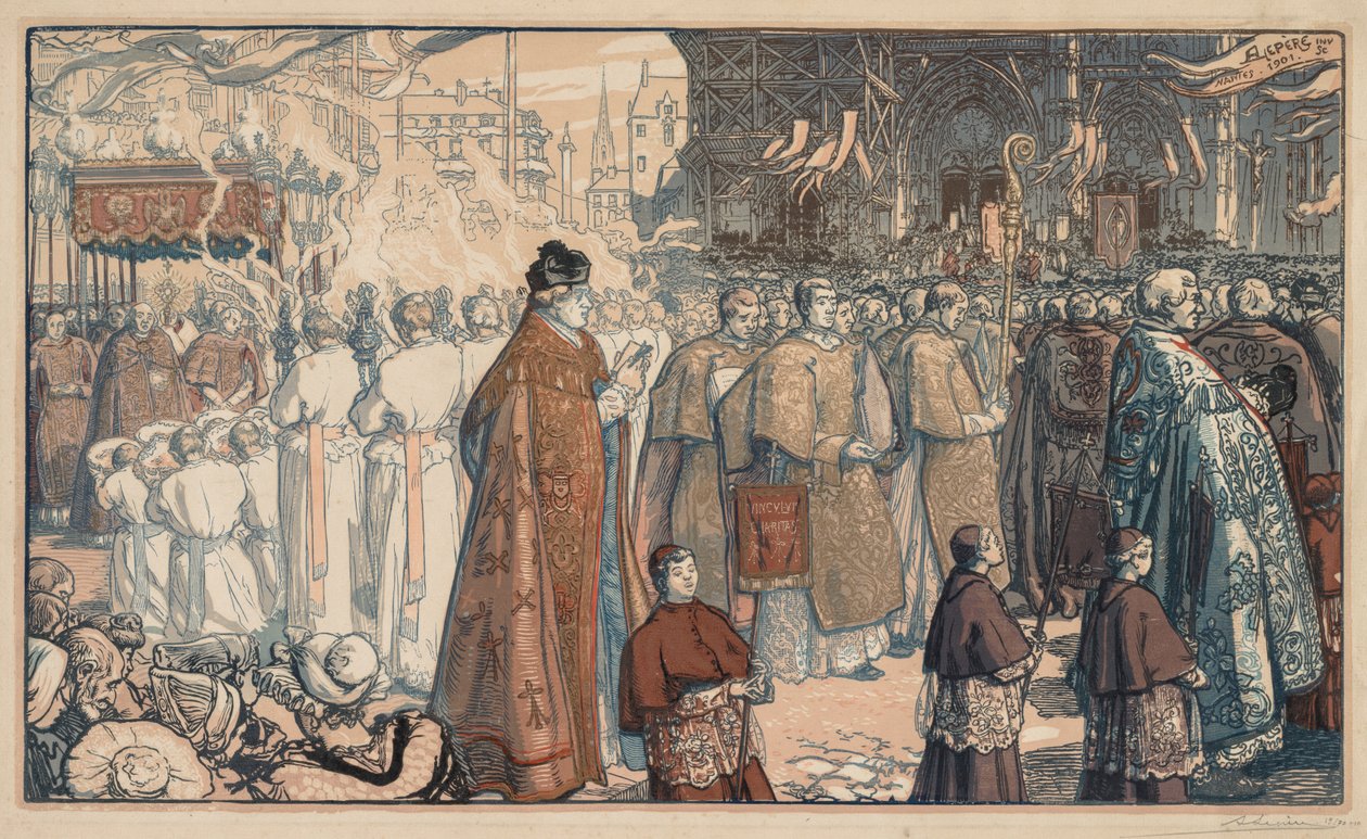 A Corpus Christi körmenet Nantes-ban, 1901. alkotó: Auguste Louis Lepère
