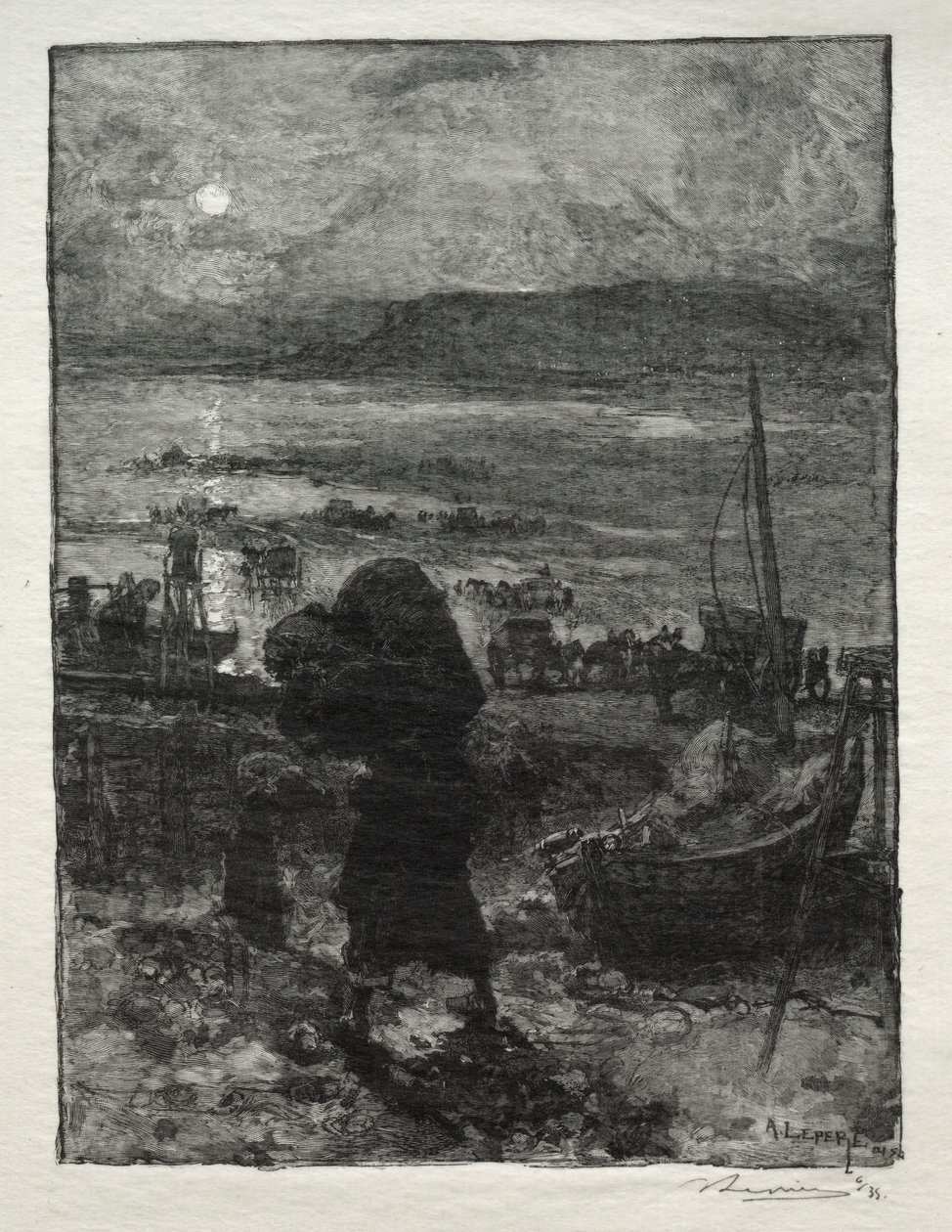 A homok betakarítása. alkotó: Auguste Louis Lepère