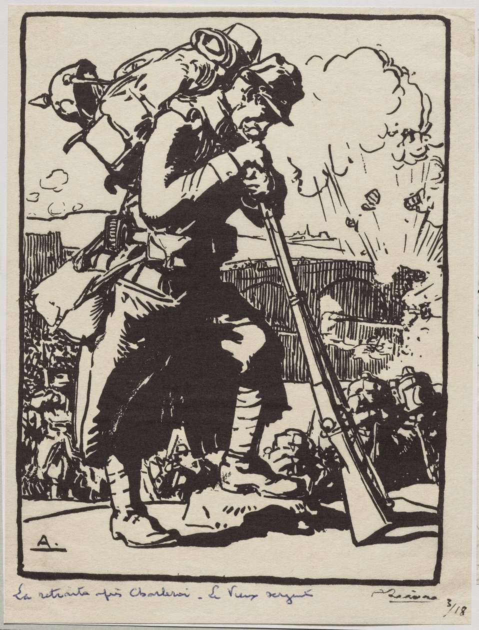 A visszavonulás Charleroi után... alkotó: Auguste Louis Lepère