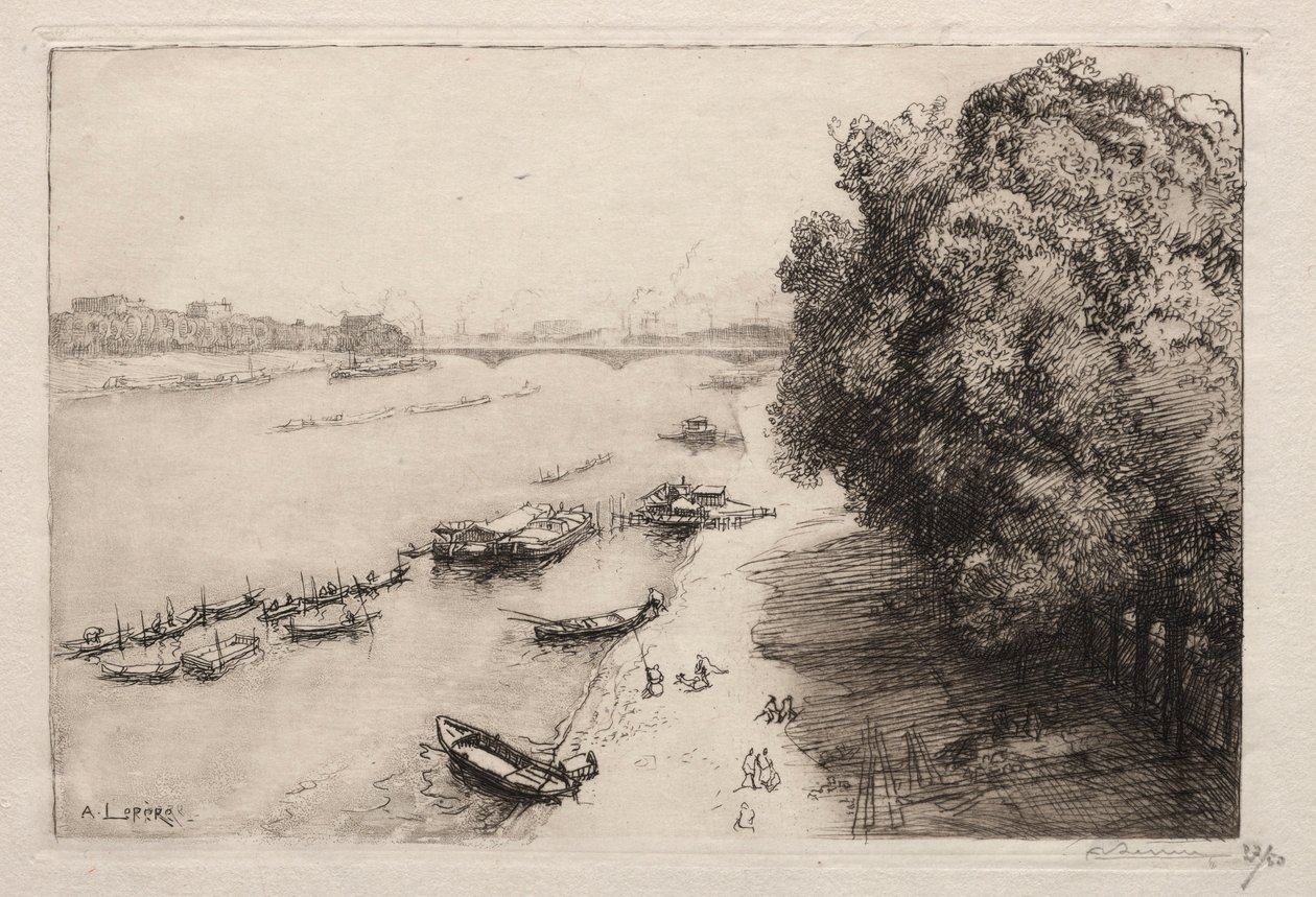 Szajna a Pont Nationale-nál, 1914. alkotó: Auguste Louis Lepère