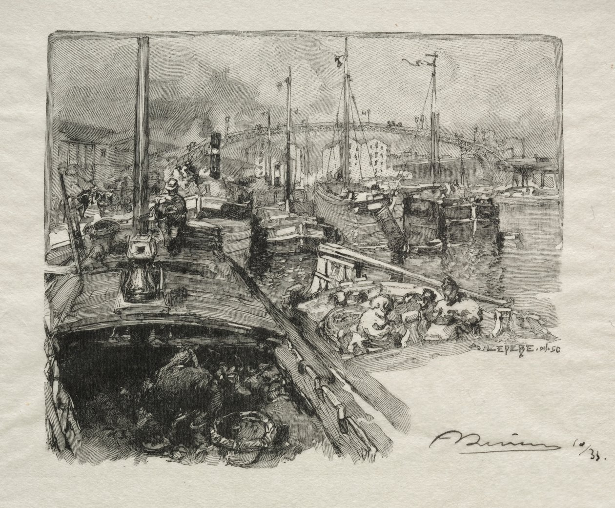 A Bassin de la Villette alkotó: Auguste Louis Lepère