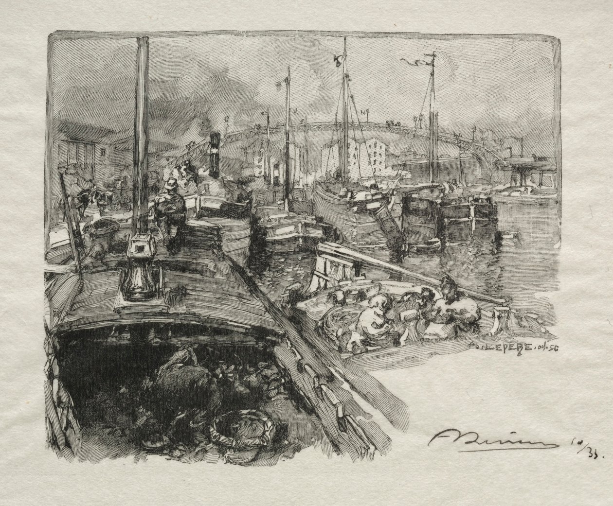 A Bassin de la Villette. alkotó: Auguste Louis Lepère