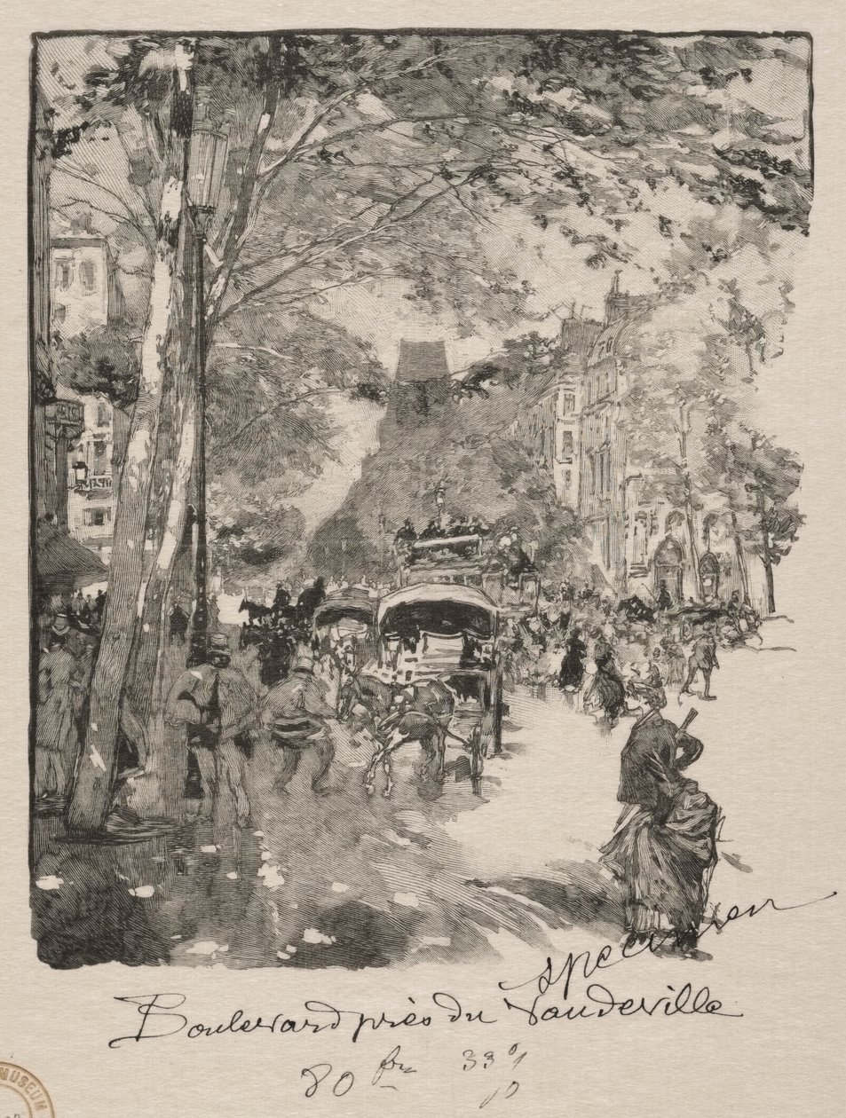 A Boulevard Vaudeville közelében alkotó: Auguste Louis Lepère