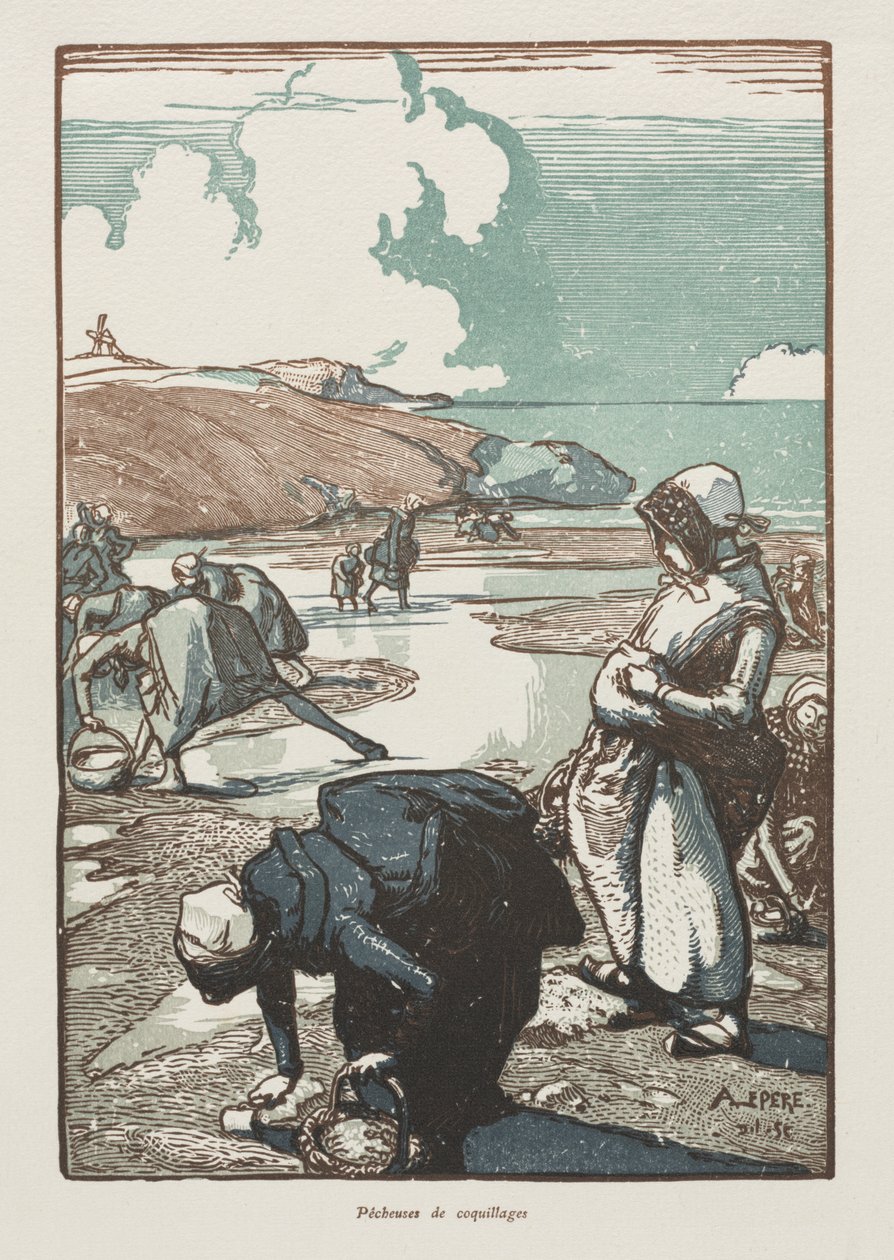 The Pinion Fisherwomen, Saint-Jean-de-Mont alkotó: Auguste Louis Lepère
