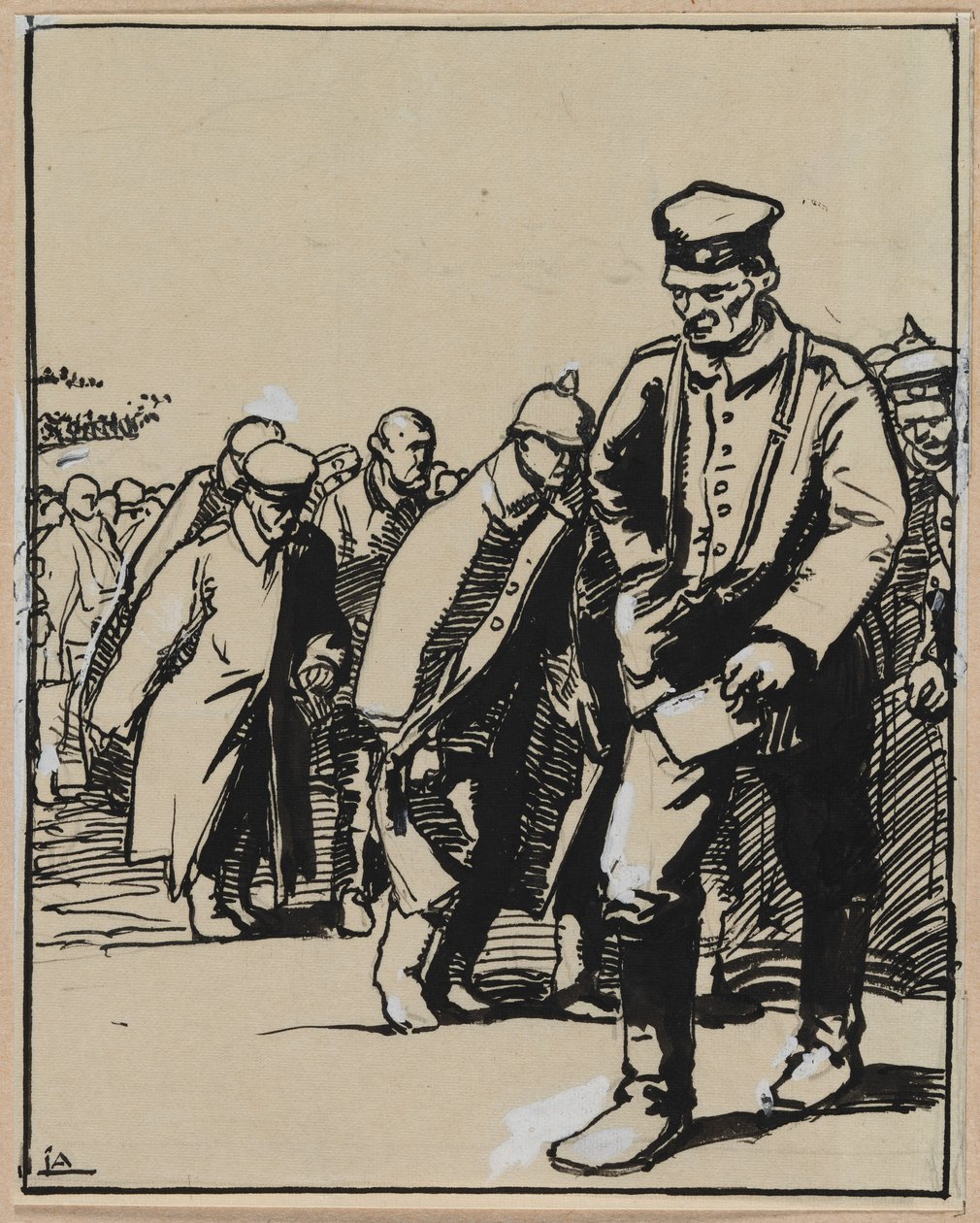 Német fogolycsoport márciusa, 1914. alkotó: Auguste Louis Lepère