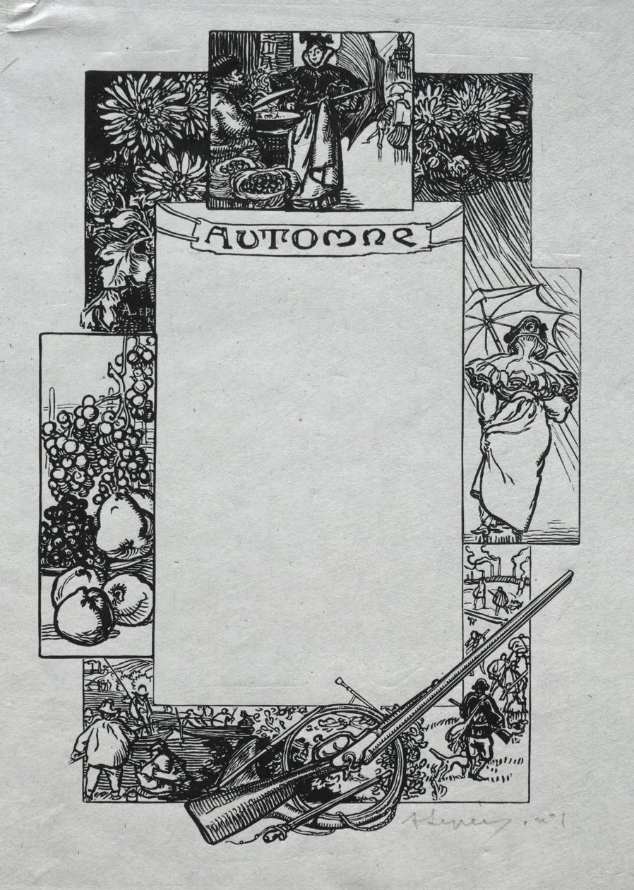 Párizsi Almanach, 1897: Díszítő szegély, 1897. ősz. alkotó: Auguste Louis Lepère