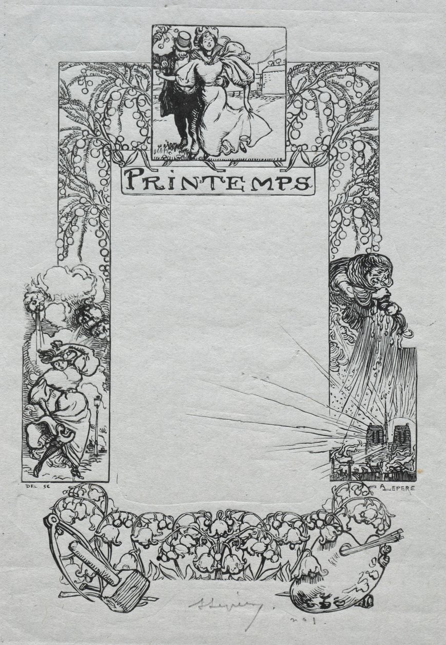Párizsi Almanach, 1897: Díszítő szegély, 1897. tavasz. alkotó: Auguste Louis Lepère