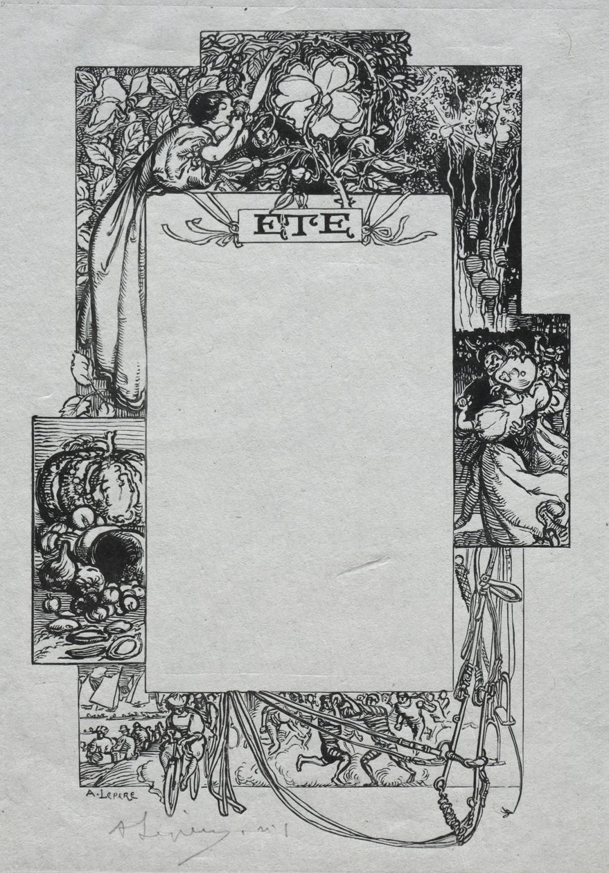 Párizsi Almanach, 1897: Díszítő szegély, 1897 nyár. alkotó: Auguste Louis Lepère