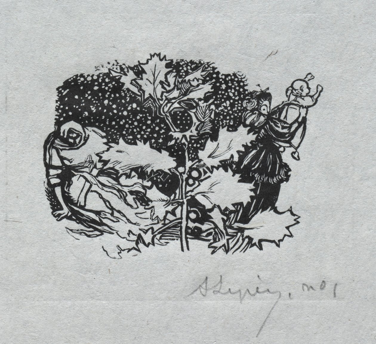 Párizsi almanach, 1897: farokdarab, tél, 1897. alkotó: Auguste Louis Lepère