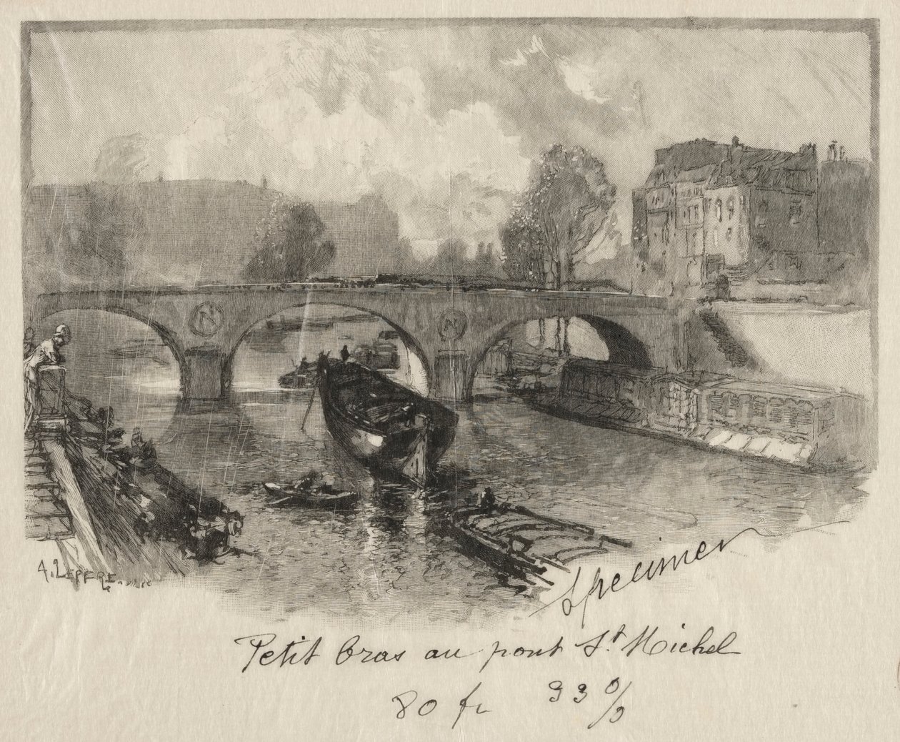 Kiskar a Pont St. Michelnél alkotó: Auguste Louis Lepère