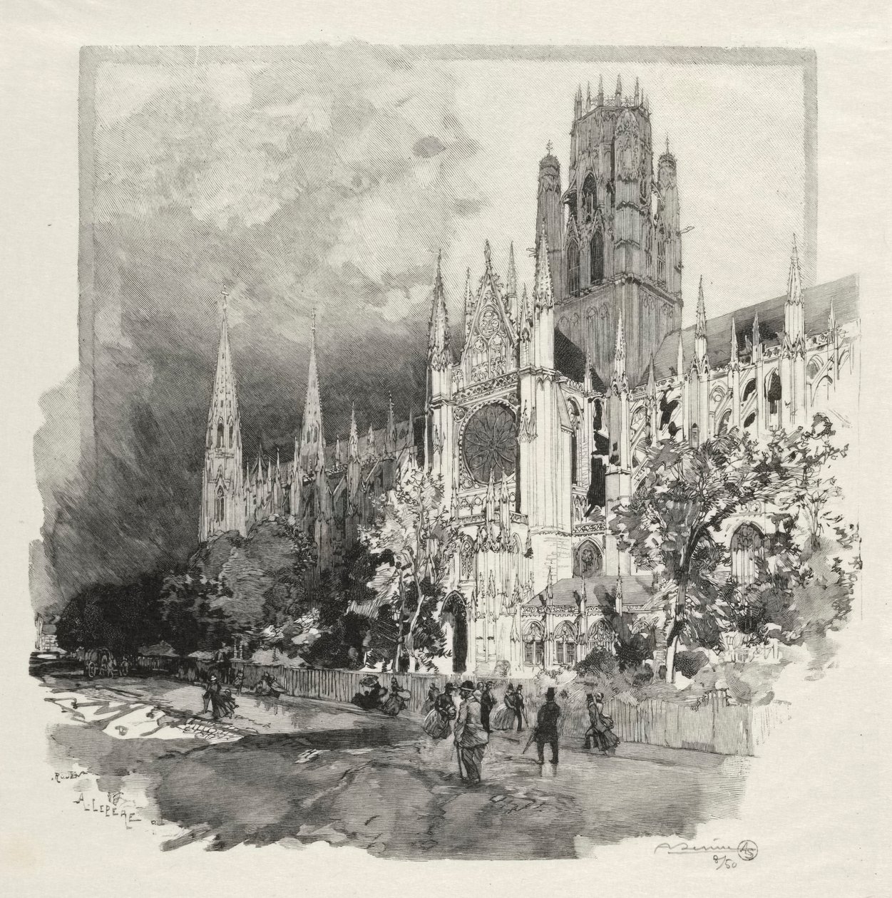 Illusztrált Rouen: Saint Ouen templom alkotó: Auguste Louis Lepère