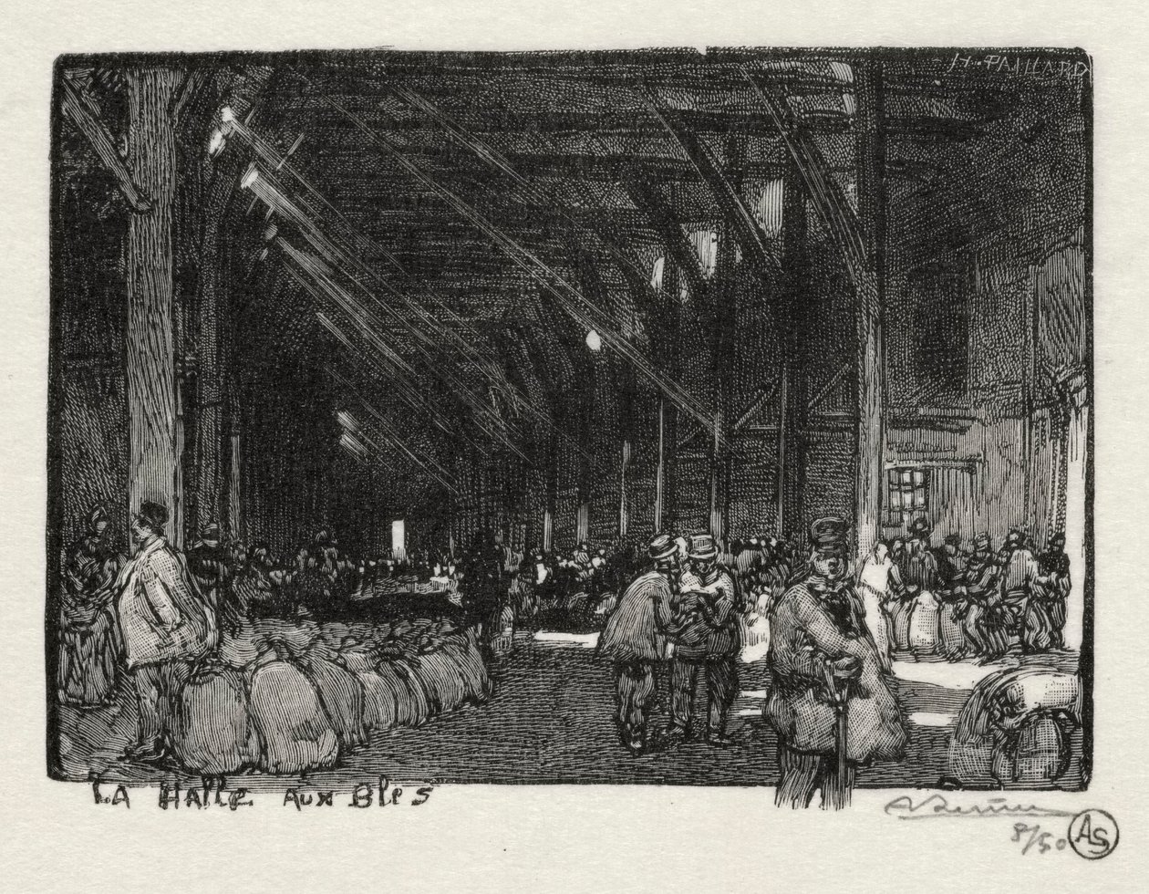 Illusztrált Rouen: A Halle aux Blès, 1896. alkotó: Auguste Louis Lepère