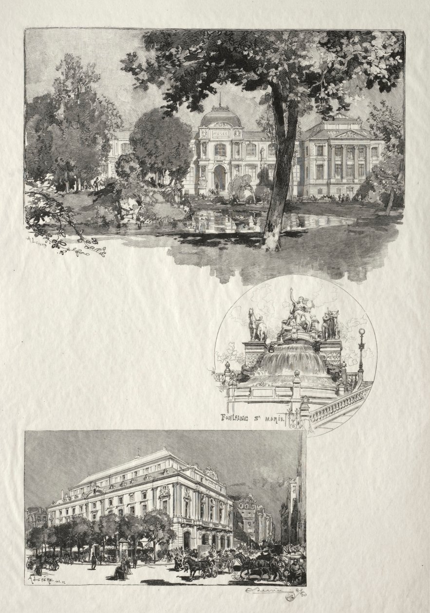 Illusztrált Rouen: A múzeum; Mária-kút; A Művészeti Színház alkotó: Auguste Louis Lepère