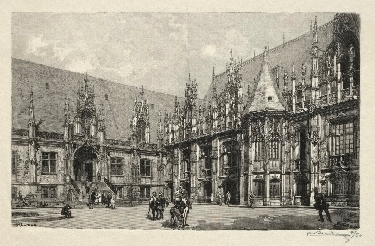 Illusztrált Rouen: Az Igazságügyi Palota, 1896. alkotó: Auguste Louis Lepère